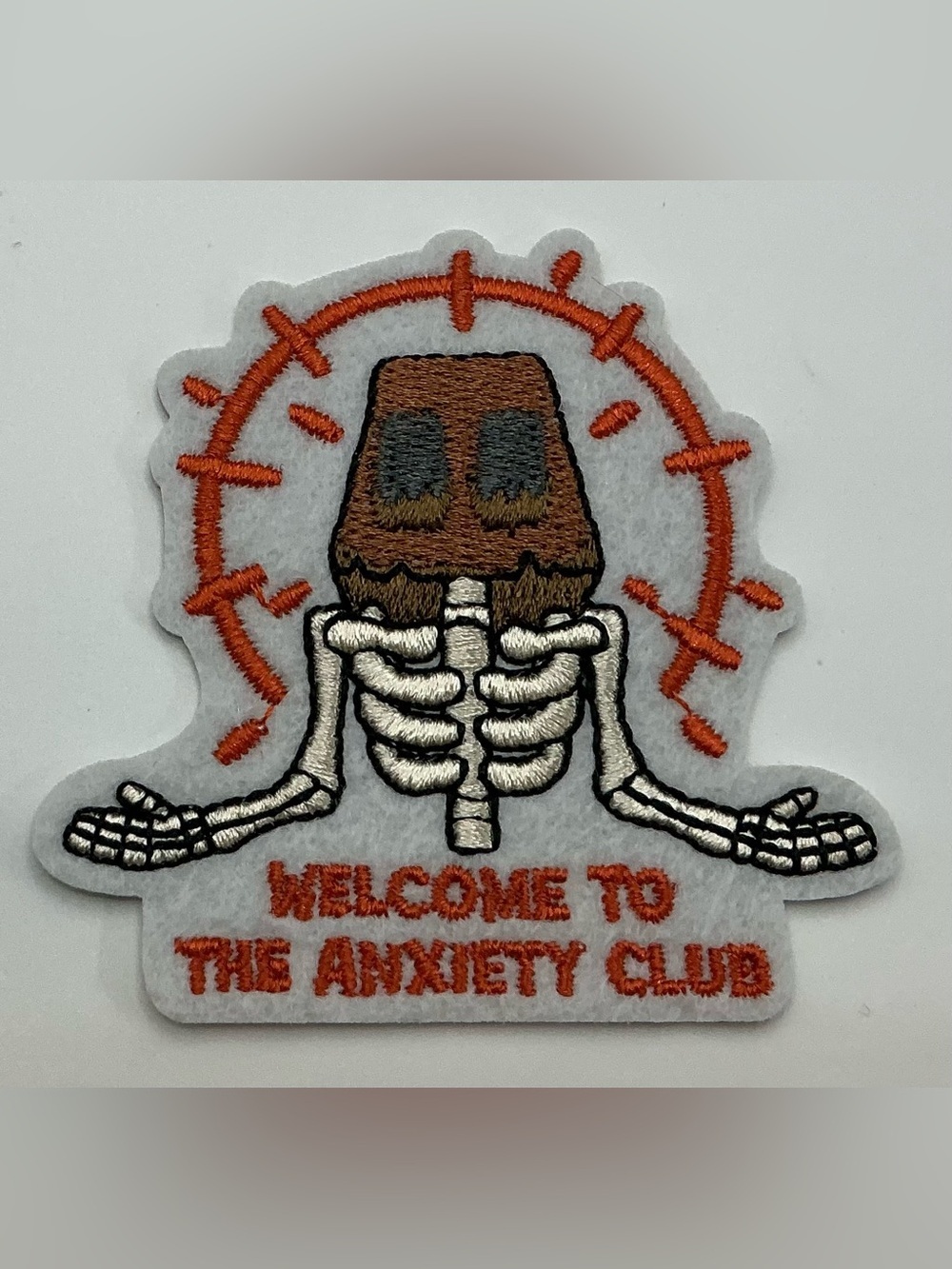 IRON OR SEW ON PATCH SKELETON WELCOME TO THE ANXIETY CLUB